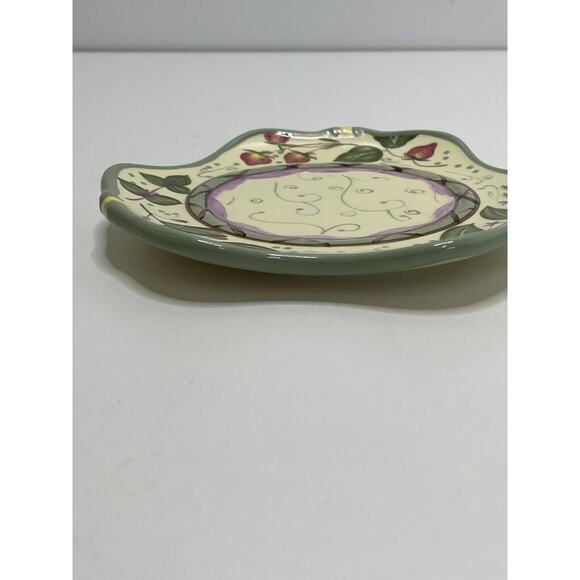 Partylite Strawberry Fields Candle Ceramic Plate EUC Retired Home Decor 6 Inches - Picture 3 of 8